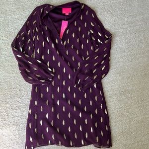 Lilly Pulitzer shift Shea Silk Dress in Cabernet berry 00 NWT